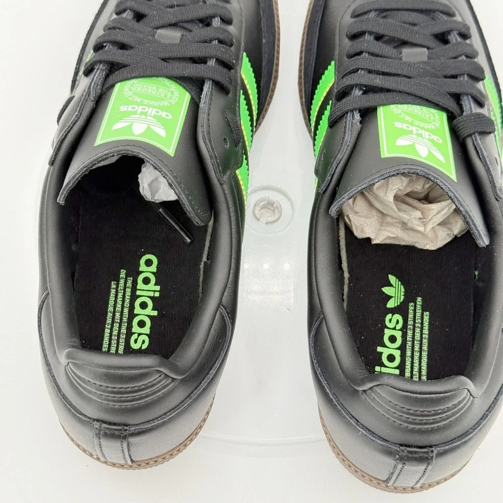 Adidas Samba OG Sneakers Size 8.5 Mens Black Neon Green Gum JR0911 NEW